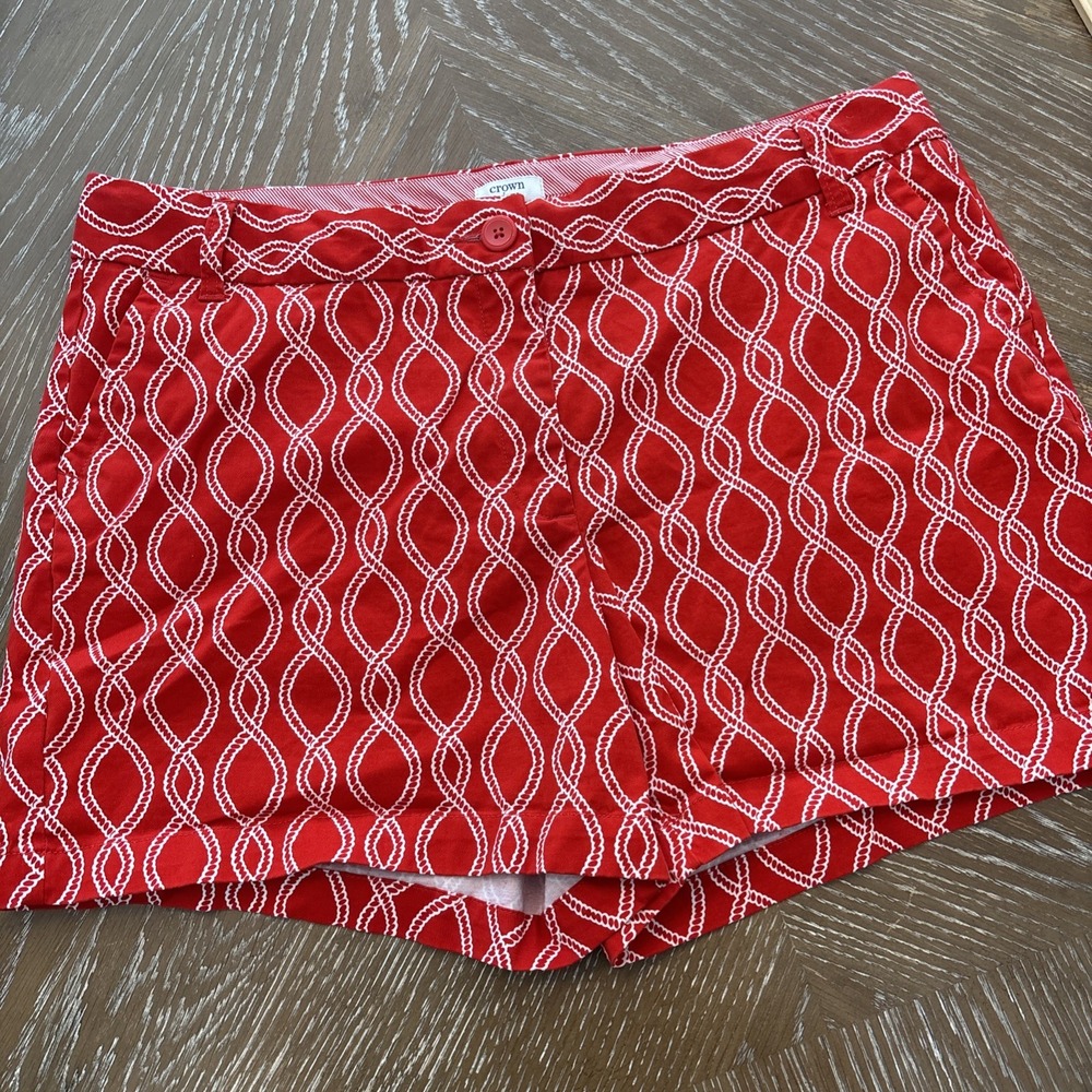 Crown & Ivy Sz 16 CAROLINE  RED ROPE Design Shorts Women's‎ EXCELLENT Fast Ship